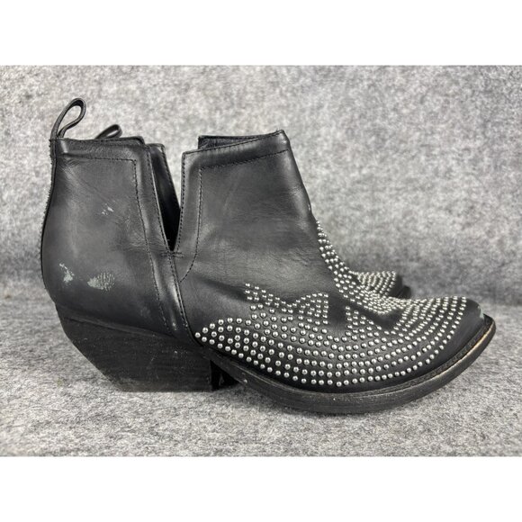 Jeffrey Campbell Boots Womens Size 9 Black Leather Studded Western Ankle Booties - Picture 6 of 11